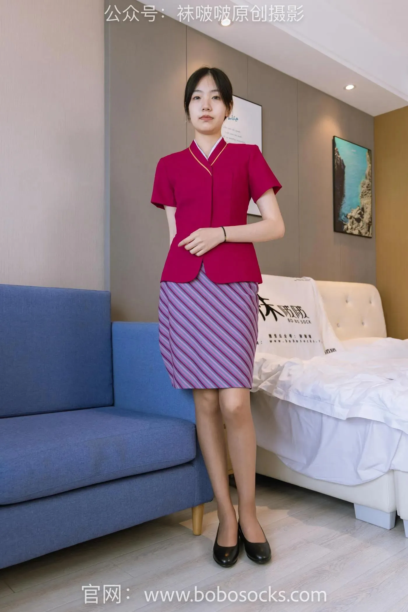 [BoBoSocks袜啵啵]NO.159 小甜豆-平底鞋、咖啡丝、空姐制服 [139P]插图4